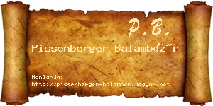 Pissenberger Balambér névjegykártya